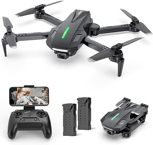 DEERC D70 Mini Drone con 1080P HD Telecamera per Bambini Adulti, FPV Quarcottero RC Pieghevole per Ragazzi Ragazze con Modalità Headless, Tap Fly, 360° Flips, Controllo Vocale e Gestuale, 2 Batterie