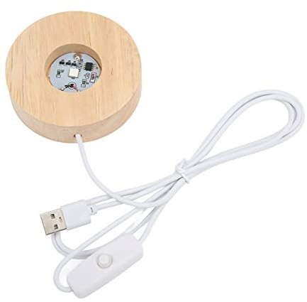 LED-Lichtsockel, Beleuchtung, Lampenfassung, Dekoration, Eiche, 5 V, Runder Schalter, Holz, 2 Cm, 0,8 Zoll Dicke, Massivholzmaterial, USB-Stehlampen (Bunte Basis)