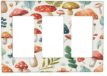 Placca per interruttore della luce a bilanciere a 3 bande con motivo floreale botanico vintage, tripla presa, copertura da parete, copertura decorativa per bagno, camera da letto, soggiorno,