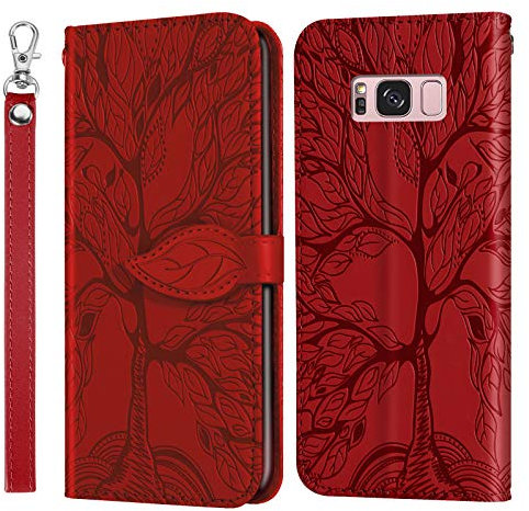 JayModCase Handyhülle für Samsung Galaxy S8, PU Leder Flip Kartenfach Geldbörse Magnetverschluss Standfunktion Cover, Kompatibel mit Samsung Galaxy S8 - Rot