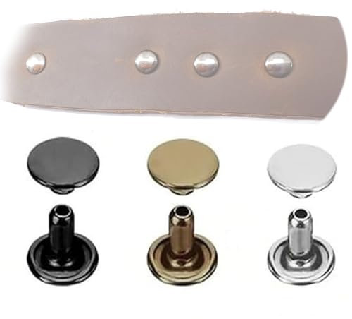 Leder Nieten Set, Metall Doppelkappe Druckknöpfe für DIY Handwerk Reperatur nähen, Handgemacht, DIY Kleidung (Schwarz)