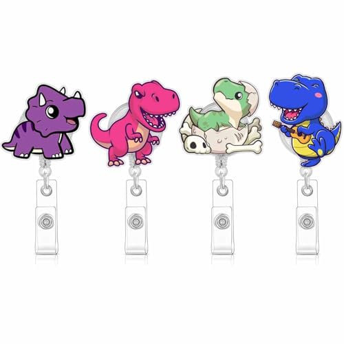 Niedlicher einziehbarer Ausweishalter, Dinosaurier-Abzeichenspule, zum Anklippen, Namensschild mit Gürtelclip, Ausweishalter für Büroangestellte, Ärzte, Krankenschwestern, Medizinstudenten und