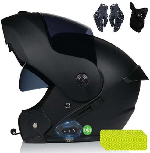 Casque Moto CNNGU Modulable Bluetooth, Double Visière, Sécurité DOT/ECE, Noir