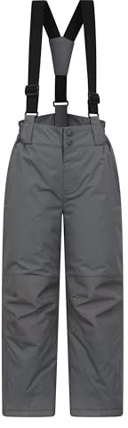 Mountain Warehouse Raptor Kids Snow Pants - Snowproof Boys Ski Trousers, Detachable Braces Bottoms - Ideal for Winter Skiing Holidays & Snowboarding Medium Grey Kids Size 3-4 Years