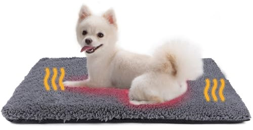 MORA PETS Self Heating Cat Bed Heated Cat Blanket Self Warming Pet Pad Thermal Pet Mat Blanket for Indoor Outdoor Pets Extra Warm Kitten Pad with Removable Cover Non-Slip Bottom Washable 74 x 47cm