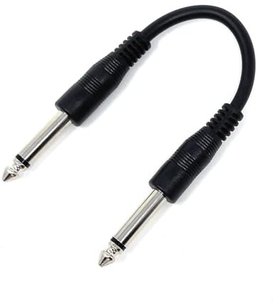 DRUT 15cm 6.35mm 1/4 TS Mono Jack to Jack Plug Lead for Guitar, Amplifiers, Music Instruments, Speakers, Microphone Cable Straight Ends, Black 0.5ft