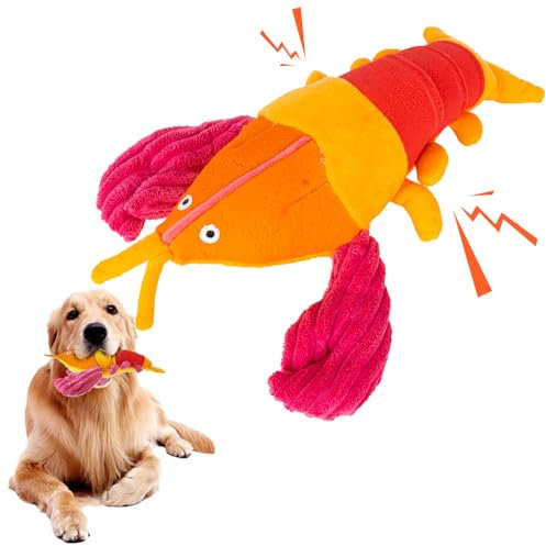 ZAOWU Hundespielzeug in Hummerform, Interaktives Naturlatex Patch Spielzeug, Ausgestopftes Haustierspielzeug, Quietschendes Welpen Hundespielzeug