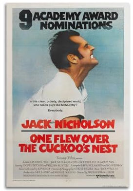 Leinwandposter One Flew Over The Cuckoo's Nest, Raumdekor, Poster für Schlafzimmer, Wohnzimmer, Wände, 30 x 45 cm, ungerahmter Stil
