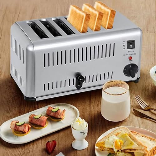 YEHOZZ 6 Slice Toaster, Commercial Stainless Steel Toaster With Extra Wide Slots And 5-speed temperature control,Toaster Breakfast Machine Hotel Commercial