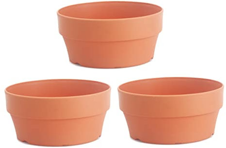 MERRYHAPY 3piezas Macetas Decorativas De Plástico Imitación Barro Jardinera Redonda Japonesa Drenaje para Suculentas y Plantas De Interior y Exterior Naranja