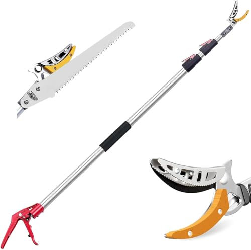 Bai You Mei Tagliarami Telescopico 1,4-3,4 metri Professionale | Forbice Telescopica da Potatura per Giardino Olivo e Vite Cesoie | Kit con Lama di Sega Sostituibile