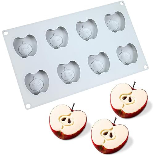 QIUMING Noël Pomme 3D Moules de Pomme Silicone Moule Silicone 3D Fruits Forme Gâteau Moule pour Mousse Moule silicone en forme de pomme Puddin Muffin Gâteau Chocolat Et Mousses Desserts (pomme)