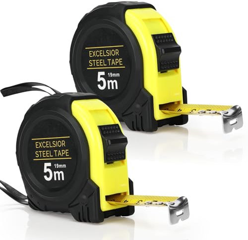 Farerkass 2 pcs Metro Avvolgibile 5 Metri Professionale, Metro per Misurazione, Misure Imperiali E Metriche, Robusto Metro A Nastro con Clip da Cintura, Ritrazione Automatica A Molla Premium