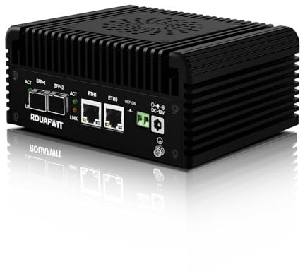 ROUAFWIT Mini PC Dual 10GbE SFP+ Firewall Appliance, N100 10Gigibit Micro Hardware Computer, 2 x i226V 2.5GbE Port, DDR5 16G RAM 256G NVME SSD, 2 Display, Type-C, TF, SPK/MIC