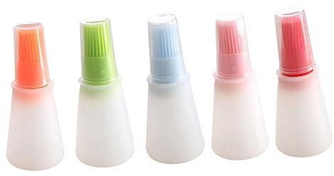 KICHOUSE 1set Assorted Color Silicone Oil Bottles Brush for Kitchen BBQ and Baking Food-Grade Silicone for Marinades Sauces and Butter