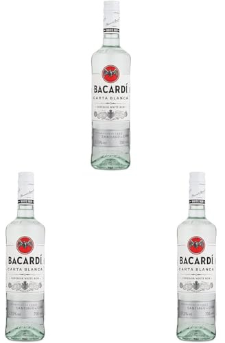 BACARDÍ Carta Blanca Superior White Rum, 37.5% ABV, 70cl / 700ml, Iconic Caribbean Rum Perfect for Cocktails (Pack of 3)