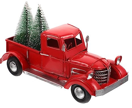 CATIEBYE Weihnachtsschmuck Rotes LKW Modell aus Eisen, Vintage Dekorativ