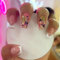 Mgmxbsth 24Pcs Square Fake Nails,Nude Press on Nails,Gold Foil Glossy Fake Nails, Stick on Nails with Designs Stick for Women and Girls (Lovers)