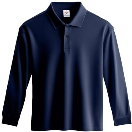 Stars and Stripes Men’s Plain Pique Pro Long-Sleeve Fitness Sports Golf Casual Polo T-Shirt(Navy, XL)