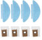 Sileduove Wischtuch-Staubbeutel-Set für Lubluelu SG60 SL60 SL60D SL61, für Tikom L9000, für Laresar Clean für L6 Nex Saugroboter, 4 Lappen 4 Staubbeutel, Weiß Blau