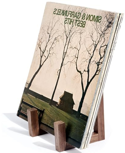 EGMEHOAD Vinyl Record Storage Holder Spade Wood,Modern Album Display Solid Spade Wood Vinyl Record Stand, Records Holder & Display Holds up to 10-15 LPs