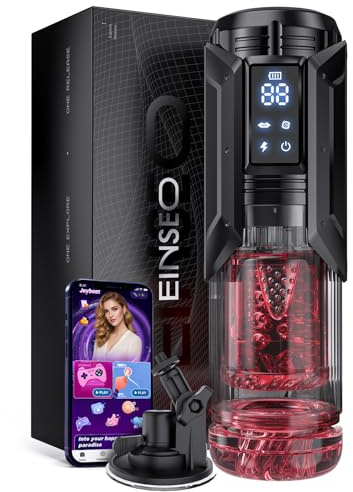 EINSEO Sex Toys for Men Penis Pump - AI Sync Waterproof Male Masturbator Stroker with 7 Sucking Thrusting Rotating & 7 Licking Modes, Adult Toys Pocket Pussy Mens Sex Toy Blowjob Sex Machine Bath Item