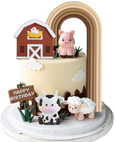 JeVenis decoration ferme anniversaire gateau vache moutons decoration gateau ferme anniversaire