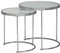 FineBuy Design Beistelltisch Rund Ø 50/42 cm - 2 teilig Weiß Silber mit Glasplatte, Wohnzimmertisch 2er Set, Satztisch Milchglas, Couchtisch