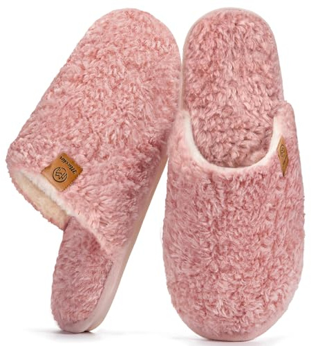Misolin Pantofole Donna Invernali Peluche Caldo e Memory Foam | Ciabatte Casa Invernali, Morbide & Comode Slippers, Fodera in Peluche, Antiscivolo, Interno/Esterno