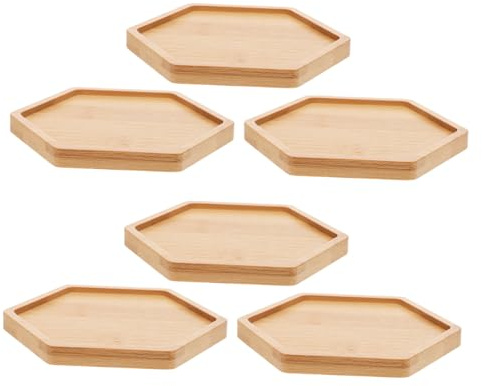 Milisten 6 Pièces Set de Saucers Bambou Hexagonaux pour Pots de Fleurs Plateau Égouttoir Décoratif pour Plantes Intérieur et Bonsai Support Anti-humidité pour Pots