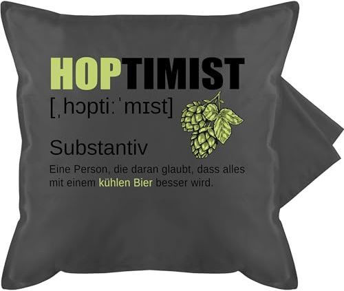 Shirtracer Kissenbezug - Alkohol Kissen - Hoptimist Definition Bier - bayrisch Zubehör - 50 x 50 cm - Grau - Karneval