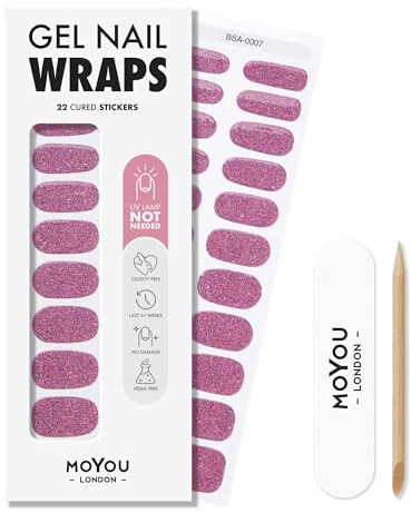 MOYOU LONDON Gel Nail Wraps - 22 Pre-Cured No Lamp Needed Nail Stickers