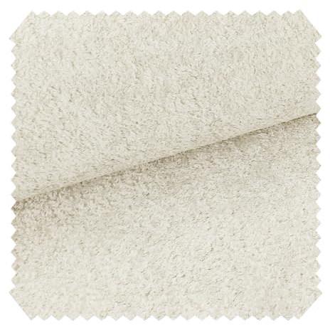novely® MONIQUE Samtweicher Bouclé-Stoff, Schwer Entzündbarer Polsterstoff, Möbelstoff in Erdtönen, für Sofas und Sessel, Meterware 1lfm | Farbe: 03 Creme