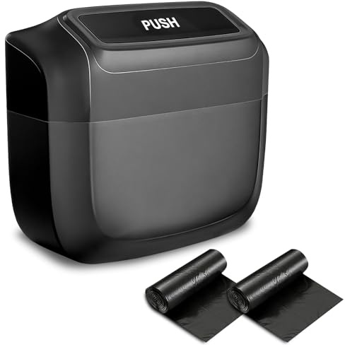 Poubelle de voiture, poubelle de voiture avec couvercle et 60 sacs poubelles, mini poubelle de voiture, étanche, à suspendre, petite boîte de rangement, poubelle de voiture, poubelle de voiture pour
