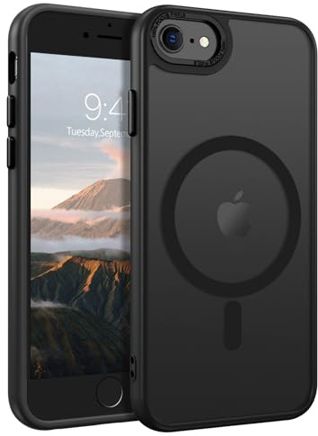 BENTOBEN Hülle für iPhone 8, iPhone SE(2020) /SE(2022) Hülle, Handyhülle für iPhone 7 mit Mag-Safe Magnetisch Durchscheinende Matt Anti-Fingerabdruck Rückseite Dünn Stoßfest für iPhone 6/6S, Schwarz