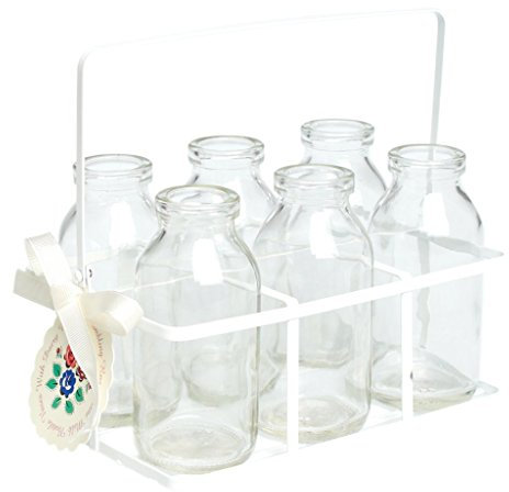 dotcomgiftshop Set Of 6 Mini School Milk Bottles In Crate