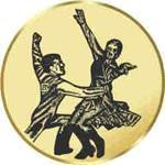 S.B.J - Sportland Pokal/Medaille Emblem, Motiv Tanzen, Durchmesser 50 mm, Gold