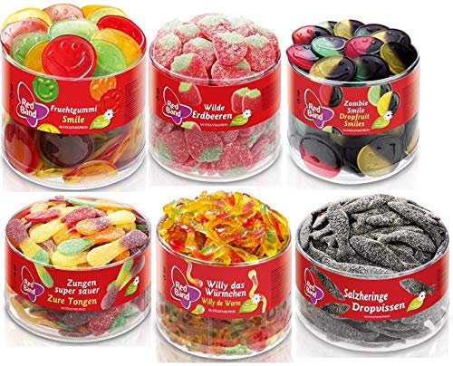 Red Band - Probierpaket - 6St Smile, Wilde Erbeeren, Zombie, Zungen,Schnuller, Salzheringe