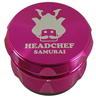 Headchef Samurai Metal Herb Grinder with Sifter Scraper – 4 Piece Grinder, 55mm (Pink)