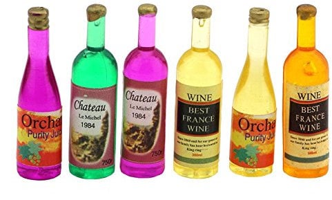 MyTinyWorld Dolls House Miniature 6 Resin Cast Mixed Style Wine/Liquer/Spirit Bottles