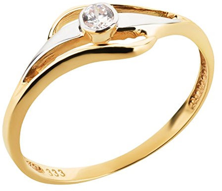 Ardeo Aurum Damenring aus 333 Gold bicolor Gelbgold Weißgold mit Zirkonia im Brillant-Schliff Verlobungsring Solitär
