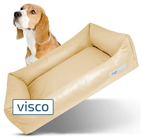 dogsfavorite Hunde-Bett mit Visco-Kissen - waschbares Hundekörbchen - hochwertiges Hundesofa - gelenkschonendes Hundekissen - robuste Hundematte - Creme - Gr. L - 115 x 85 cm