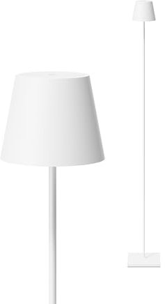 SIGOR Nuindie Stehleuchte - Dimmbare LED Akku-Stehlampe Indoor & Outdoor, IP54 spritzwassergeschützt, Höhe 120 cm, aufladbar mit Easy Connect, 12 h Leuchtdauer, schneeweiß