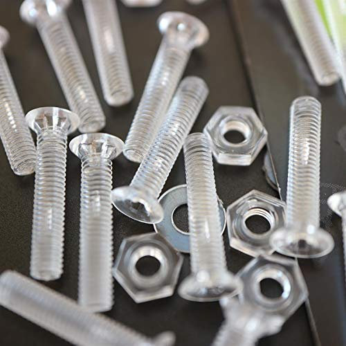 50 x Dadi e bulloni Svasati a Croce, Plastica Acrilica Trasparente, M3 x 16mm - Viti in Plastica Acrilica, Vite a testa svasata