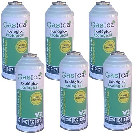 REPORSHOP - 1 Botella Gas Gasica V2 226Gr Alternativo R22, R32, R407C, R410A Freeze (6 Botellas)