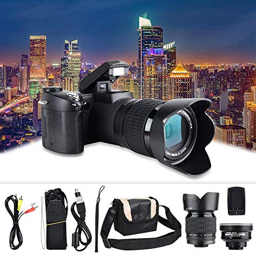 Cámara Digital Full HD, D7100 33MP Pantalla LCD TFT de 3,0 Pulgadas Zoom 24X Cámara DSLR Digital LED 1080P 30Fps Videocámara de vídeo Almacenamiento 128 MB Integrado con Lente Gran Angular 0,5X