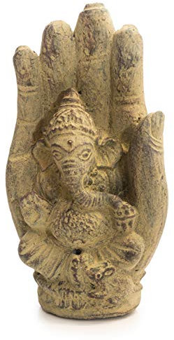 kailash Räucherstäbchenhalter Sandstein Ganesha gebende Hand Halter für Räucherstäbchen Fair Trade (Ganesha)