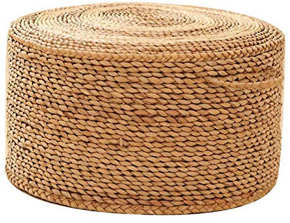 WEII Fußbank Pouffe Stuhl Rattan Stroh Poufs Handgestrickte Geflochtene Fuß Hocker Mehrfachnutzung