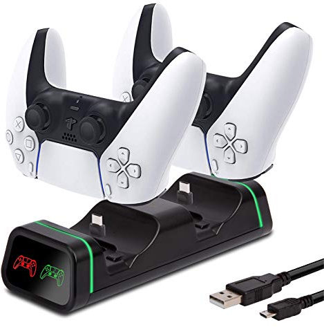 Chargeur Manette PS5, Station de Charge Double Manette Playstation 5/Xbox Series X/S/Xbox One Elite Série 2/Switch Pro/Google Stadia, Accessoire PS5
