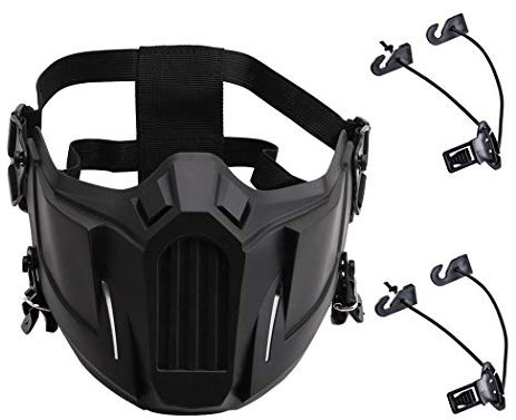AOUTACC Demi-Masque de Protection créatif pour Airsoft, Jeu de Plein air, Masque de Sport pour Adultes, Hommes et Femmes, CS Chasse, Paintball (Noir)